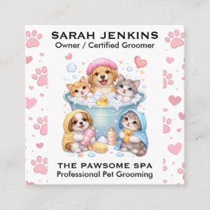 Customisable Pet Grooming Business Card 