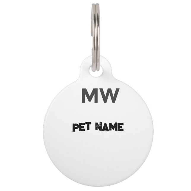 Customisable Pet ID Tag with MW Monogram (Front)
