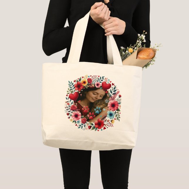 Customisable Pet Lovers Tote Bag - Floral Decor (Front (Product))