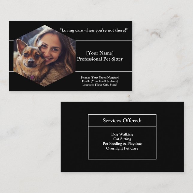 Customisable Pet Sitter Business Card  (Front/Back)