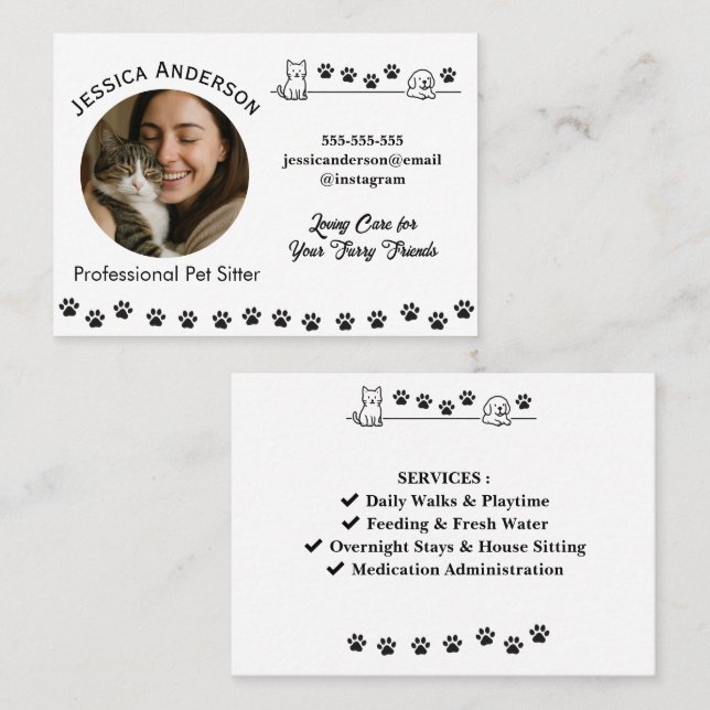 Customisable Pet Sitter Business Card  (Front/Back)