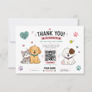 Customisable Pet Sitter Thank You Card Cute Design