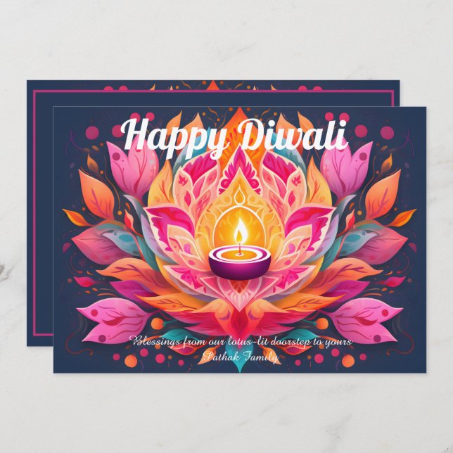 Customisable Petals Aglow Diwali Card (Front/Back)