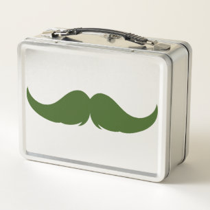 Customisable Petite Handlebar Moustache Metal Lunch Box