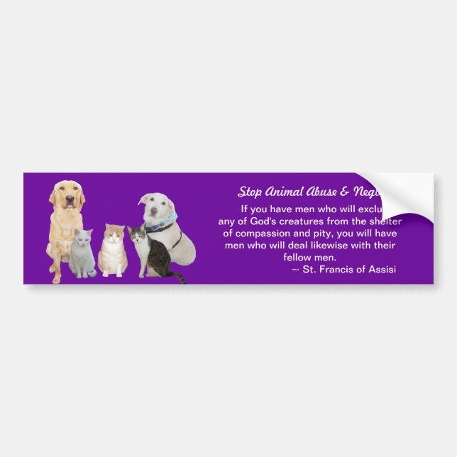 Customisable Pets & St. Francis Quote Bumper Sticker (Front)