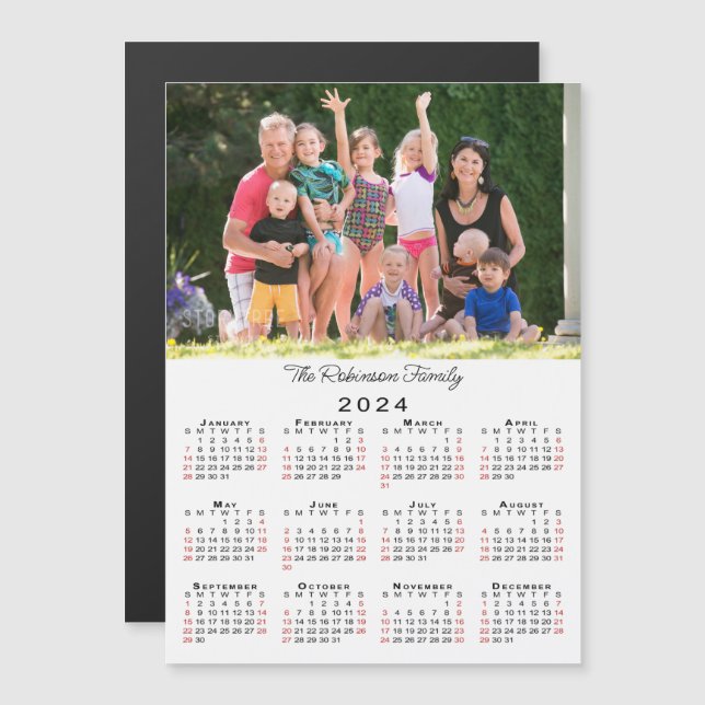 Customisable Photo and Name 2024 Calendar Magnet (Front/Back)