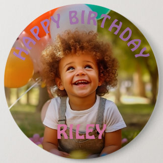 Customisable Photo and Name Birthday Button