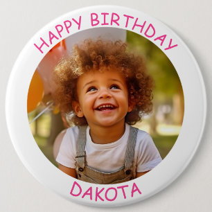 Customisable Photo and Name Birthday Button