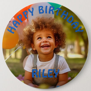 Customisable Photo and Name Birthday Button