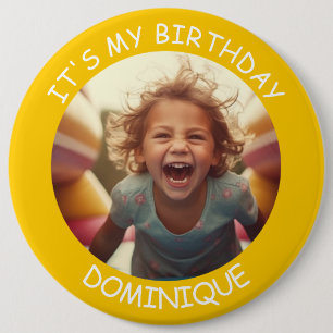 Customisable Photo and Name Birthday Button