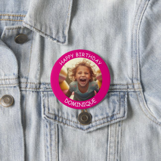 Customisable Photo and Name Birthday Button