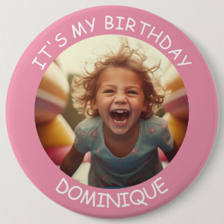 Customisable Photo and Name Birthday Button