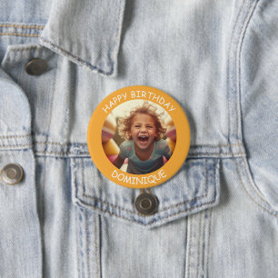 Customisable Photo and Name Birthday Button