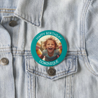 Customisable Photo and Name Birthday Button