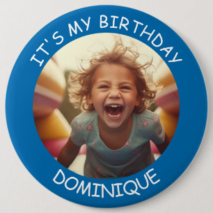 Customisable Photo and Name Birthday Button