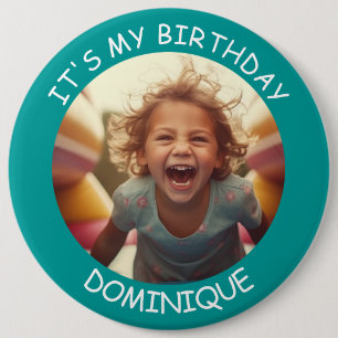 Customisable Photo and Name Birthday Button