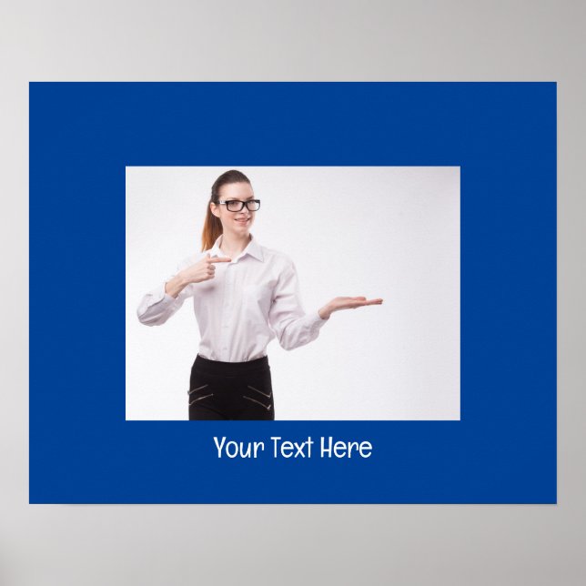 Customisable Photo and Text Deep Blue  Poster (Front)