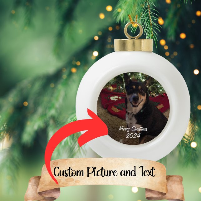 Customisable Photo Christmas Ceramic Ball Ornament (Creator Uploaded)