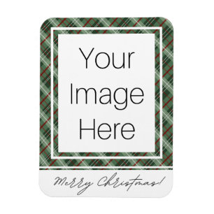 Customisable Photo Christmas Plaid Magnet