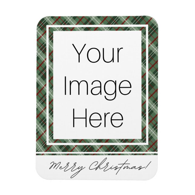 Customisable Photo Christmas Plaid Magnet (Vertical)