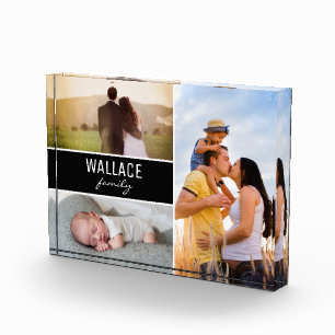 Customisable Photo Collage Family Script Keepsake Block