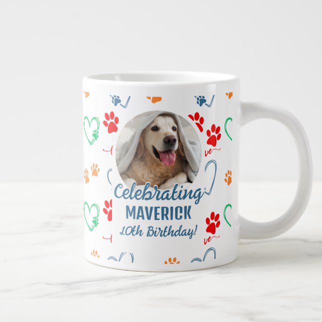 Customisable Photo Dog Parent Souvenir Large Coffee Mug (Right)
