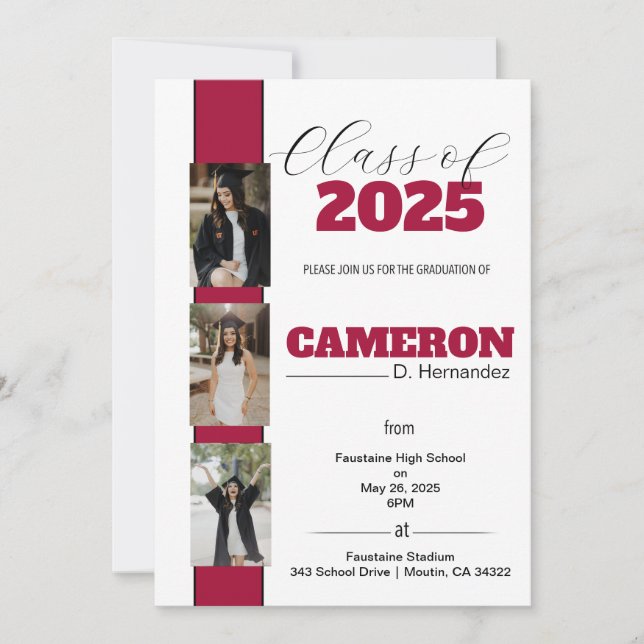 Customisable Photo Graduation Invitation (Front)
