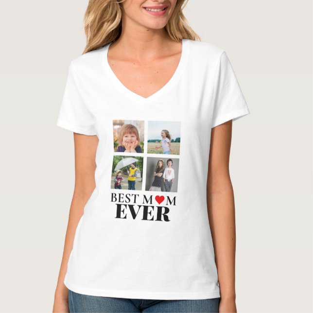 Customisable Photo Grid Simple Design T-Shirt (Front)