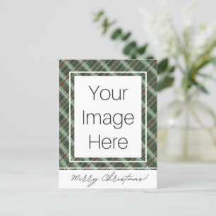 Customisable Photo Merry Christmas Plaid Postcard