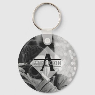 Customisable PHOTO Monogram Gifts Modern Key Ring