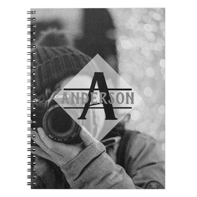 Customisable PHOTO Monogram Gifts Modern Spiral Notebook (Front)