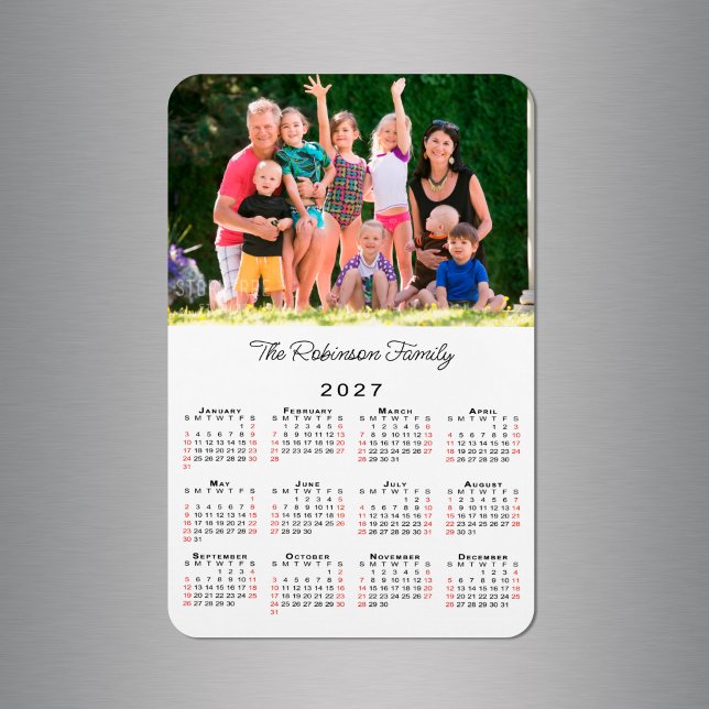 Customisable Photo Name 2027 Calendar Magnet (Customizable Photo Name 2027 Calendar Magnet in situ)