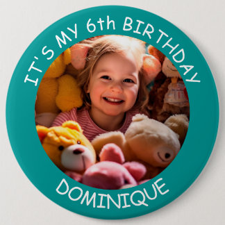Customisable Photo, Name And Age Birthday Button