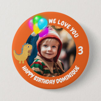 Customisable Photo, Name And Age Birthday Button