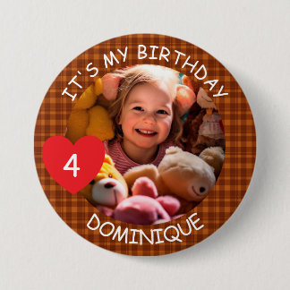 Customisable Photo, Name And Age Birthday Button