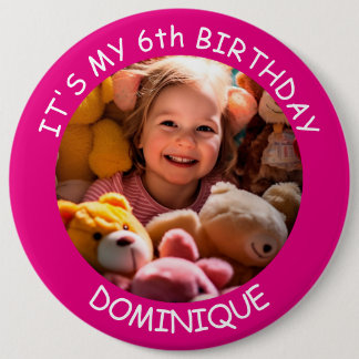 Customisable Photo, Name And Age Birthday Button