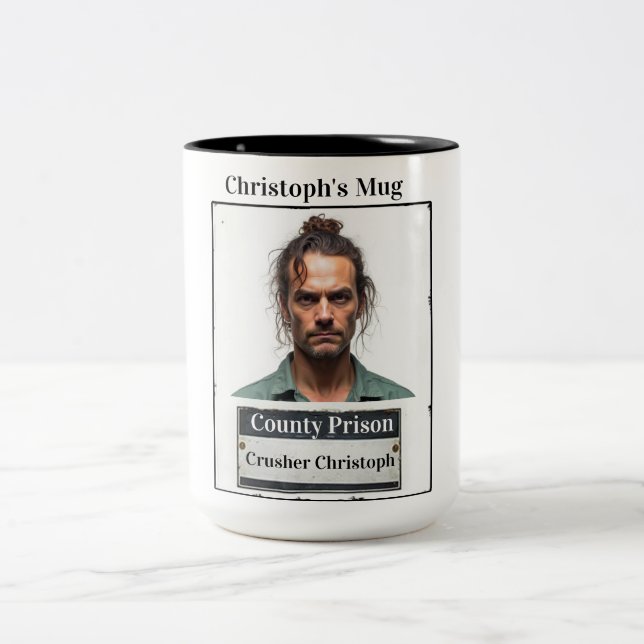 Customisable Photo Name Prison Funny Mug Shot (Center)