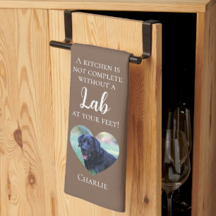 Customisable Photo & Pet Name Lab Chocolate Brown Tea Towel