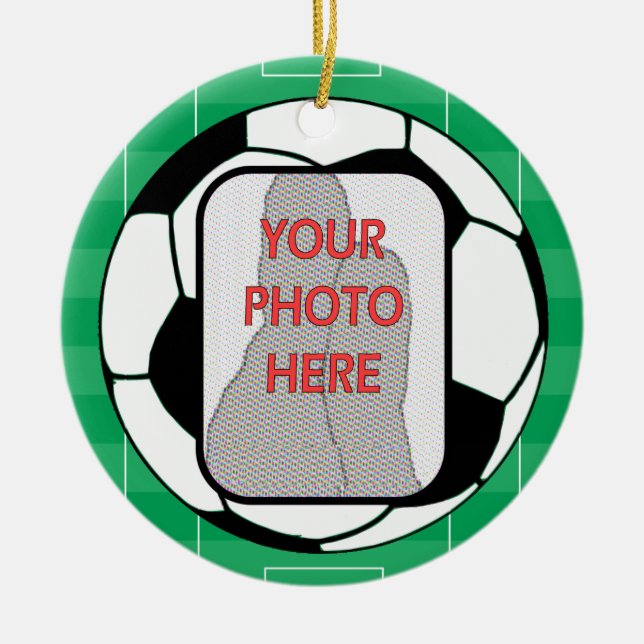 Customisable Photo Soccer Ball Award Ceramic Tree Decoration (Front)