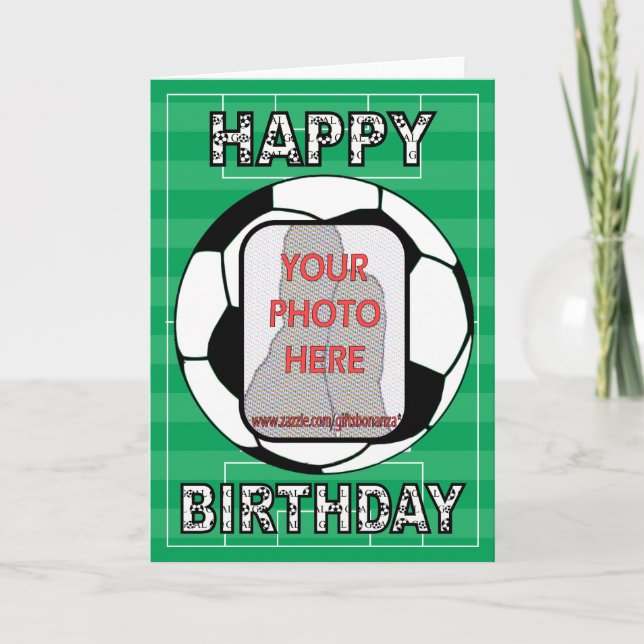 Customisable photo soccer ball Greetings cards (Front)