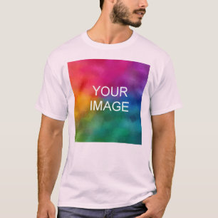 Customisable Photo Text Pale Pink Template Mens T-Shirt