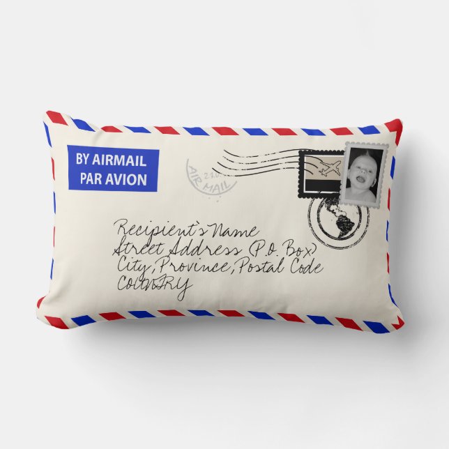 Customisable Photo Upload Airmail Envelope Pillow (Front)