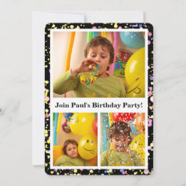 Customisable Photos Confetti Design Birthday Party Invitation