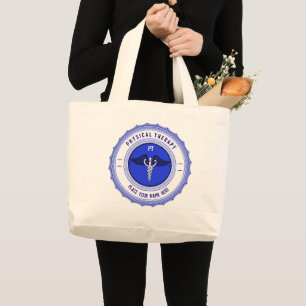 Customisable Physical Therapy Caduceus Large Tote Bag