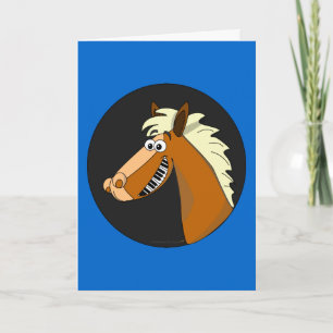 Customisable Piano Horse Greeting Card (blue)