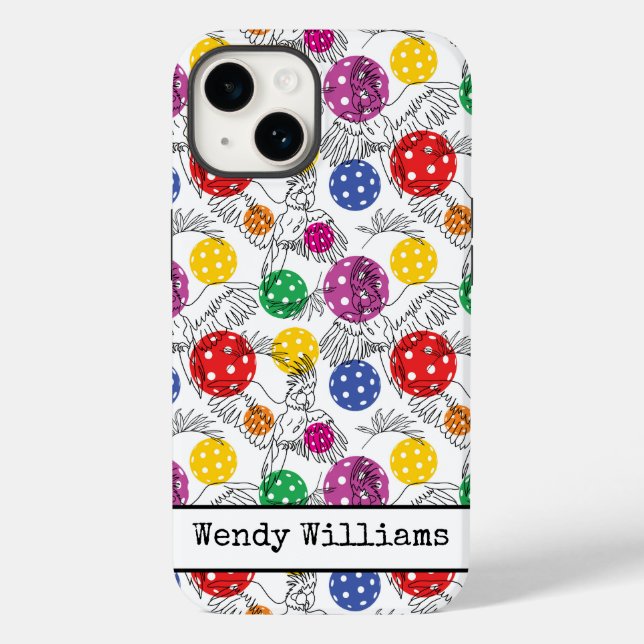 Customisable Pickleball with 🦜parrots, iPhone 14 Case-Mate iPhone Case (Back)