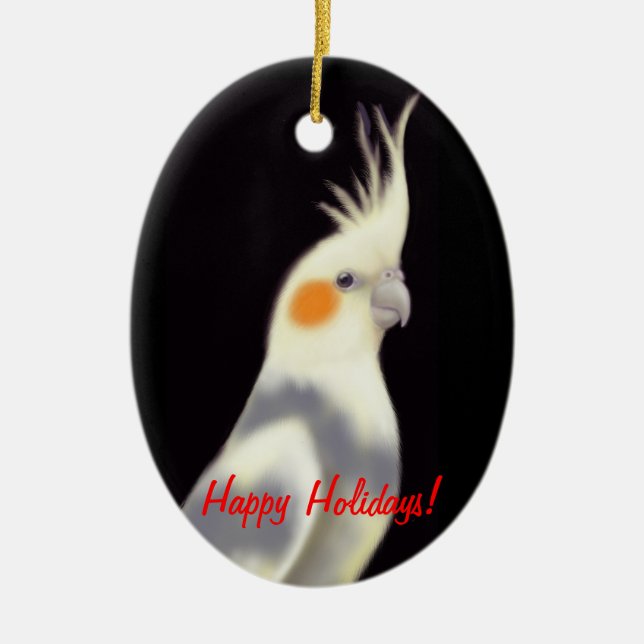 Customisable Pied Cockatiel Ornament (Front)