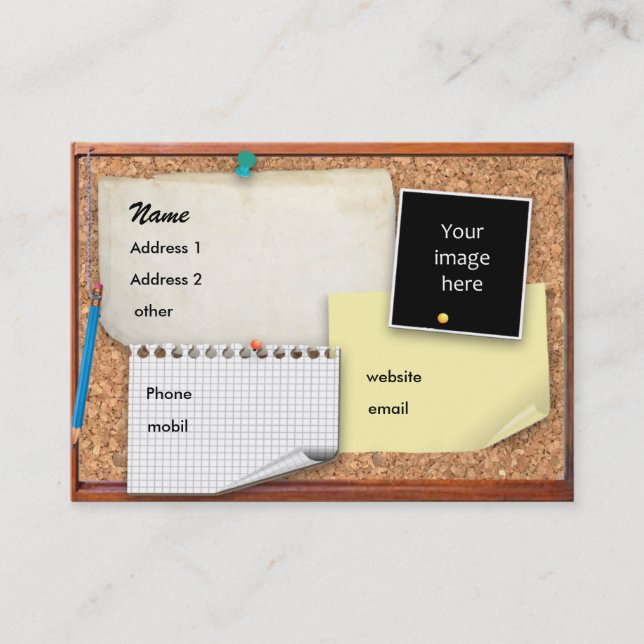 Customisable Pinboard Business Card (Front)