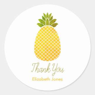 Customisable Pineapple Thank You Classic Round Sticker