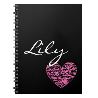 Customisable Pink Abstract Crackle Heart Notebook